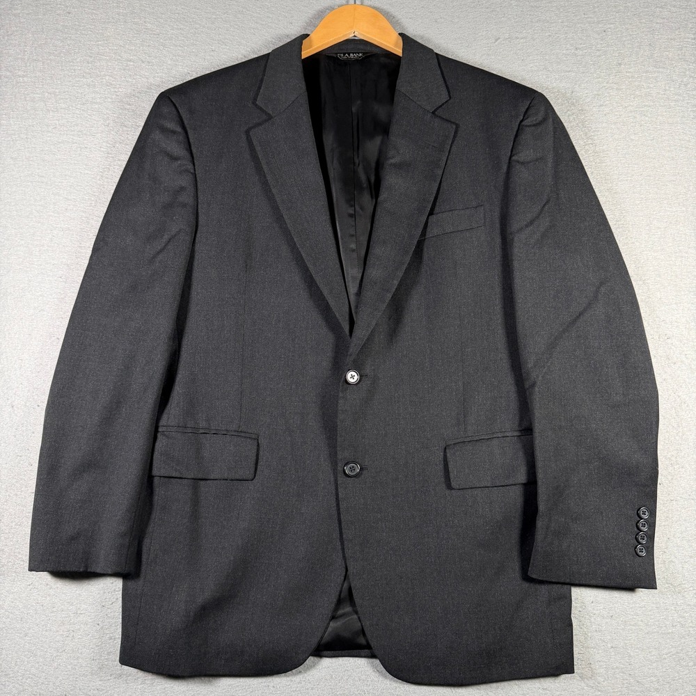 Jos. A. Bank Mens 41R‎ Blazer Charcoal Gray 100% Wool 2-Button Sport Coat 3455A